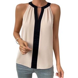 SHEIN Cream and Black Halter Top